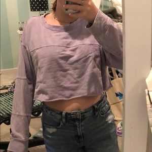 cropped purple sweatshirt